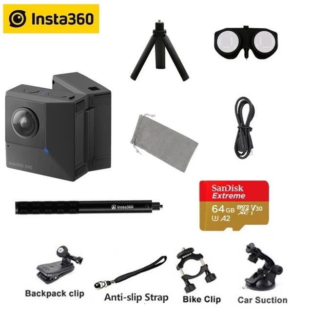Insta360 EVO 3D VR Insta360 One X панорамная камера F2.2 180 5,7 K видеокамера для iPhone XS Max XR X 8 7 6 series SE PK Xiaomi - Цветной: add 64G n Stick