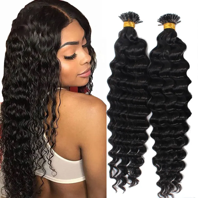 

I Tip Microlinks Extensions Deep Wave Malaysian Remy Hair Extension I Nail Tip In Hairs 100 Strands 1g/s