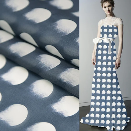 Большой размер серый узор в горошек дизайн чистый шелк органза Ткань 13 momme SOZ125 |