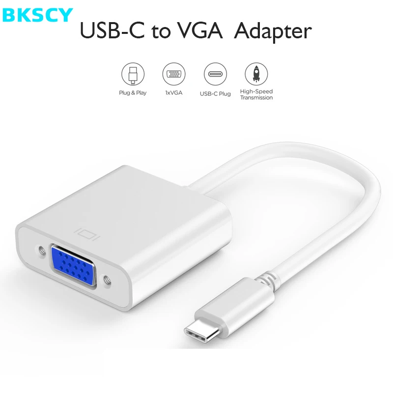 Адаптер Bkscy Type C к VGA USB 3 1 гнезду Кабель-адаптер для Macbook 12in Chromebook Pixel Lumia 950XL Galaxy S8/9 |
