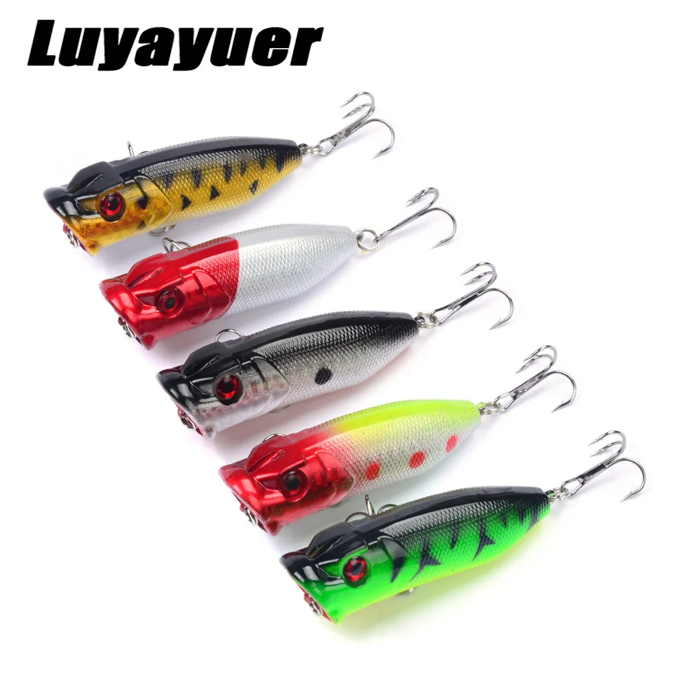

Topwater Popper Bait 5 Color Set 6.5cm/12g Wobblers Artificial Crankbait Plastic Fish Tackle Fishing Lure