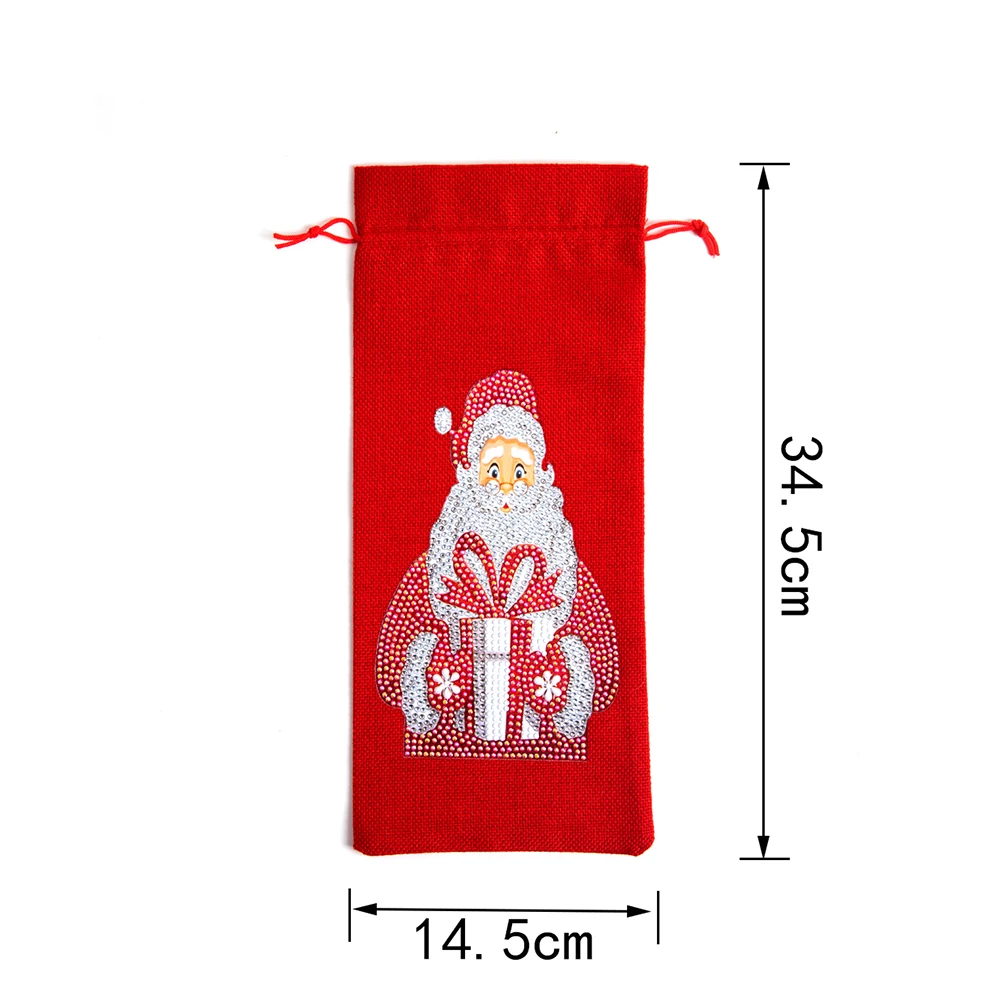 Art Ornament Gifts Table Decor Christmas Wine Bottle Covers DIY Diamond Painting Mosaic Kit Rhinestone Champagne Bags | Дом и сад
