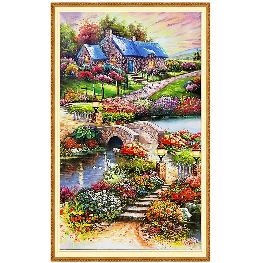 

ARMYQZ DIY Diamond Painting Christmas Tree Scenery House Full Square Round Diamond Embroidery Cartoon Mosaic Handmade Gift
