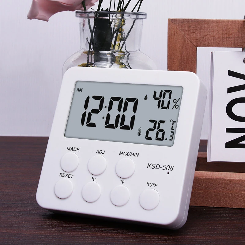 

Digital Table Clock LED Alarm Clocks Thermometer Hygrometer Indoor Outdoor Desk Wall Temperature Sensor Humidity Meter Gauge
