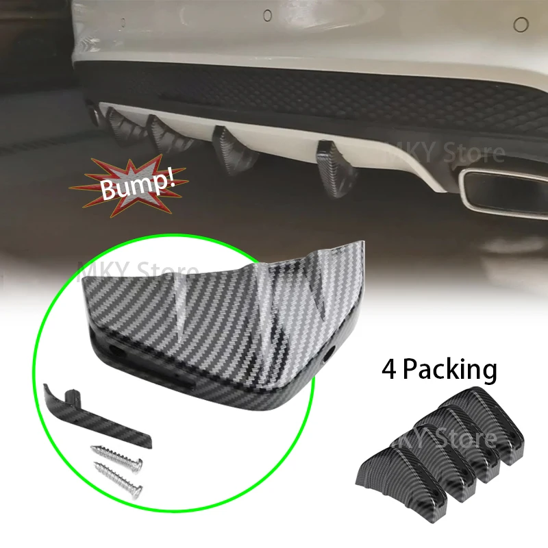 

4PCS Carbon Fiber Car Spoiler Car Chassis Prevent Collision Decoration Deflector Rear Lip Decoration Car Back Bumper Spoiler