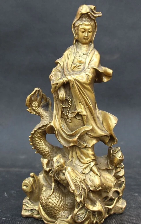 

FREE SHIPPING 25cm 10" Tibet Buddhism Bronze Kwan-yin Guan Yin Boddhisattva Goddess Buddha Statue
