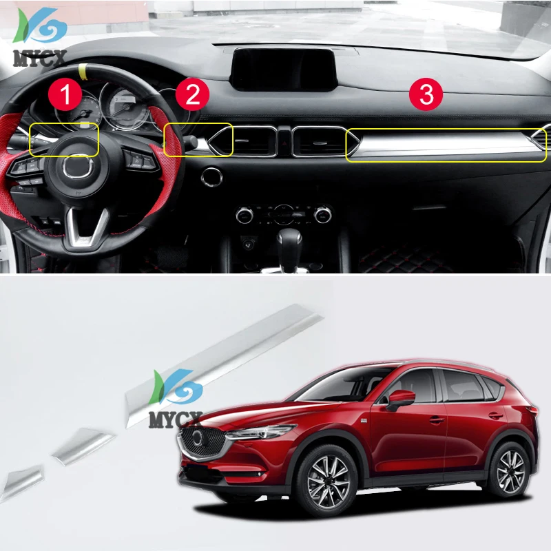 For Mazda CX5 CX-5 CX 5 2017 2018 2019 accessories car dashboard Central control trim cover ABS chrome Interior Mouldings | Автомобили и