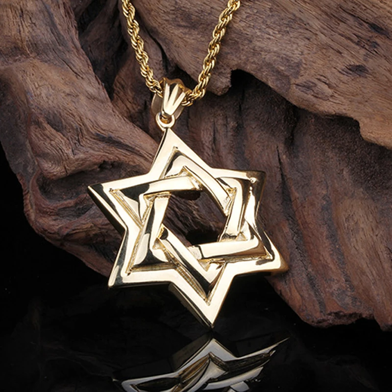 Мужская Серебряная 316L нержавеющая сталь большая звезда Давида Кулон ожерелье 3