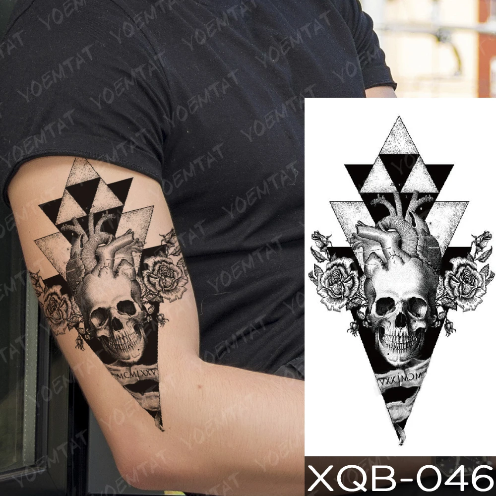 

Waterproof Temporary Tattoo Sticker Black Square Totem Flash Tattoos Tiger Stereo Totem Body Art Arm Fake Tatoo Women Men