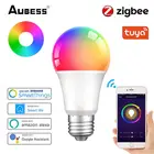 Умный светодиодный светильник Tuya Zigbee, лампа с управлением через приложение, цоколь E27, RGB + CW Alexa, работает с Google Home, 12 Вт15 Вт18 Вт