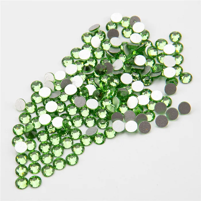 PERIDOT Стразы высшего качества без горячей фиксации, SS3-SS40, все размеры AB/прозрачные разноцветные стеклянные хрустальные камни для украшения одежды - Цвет: PERIDOT