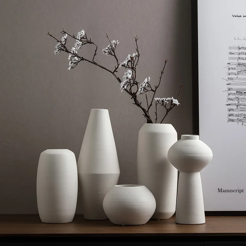 

Nordic Ins Geometric Ceramic Flower Pot White Art Vases Home Decorative Crafts Wedding Gift Table Room Ornament