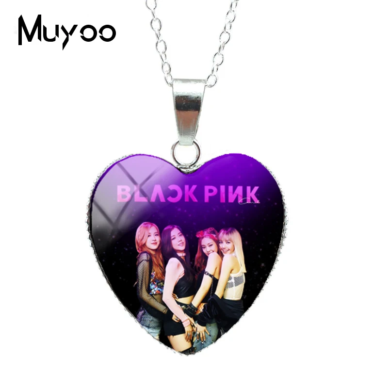 8 Новая мода Корея Поп BLACKPINK группа сердце бижутерия со стеклянными кабошонами ожерелье ручной работы Сердце Подвески Подарки для поклонников HZ3 - Окраска металла: 8