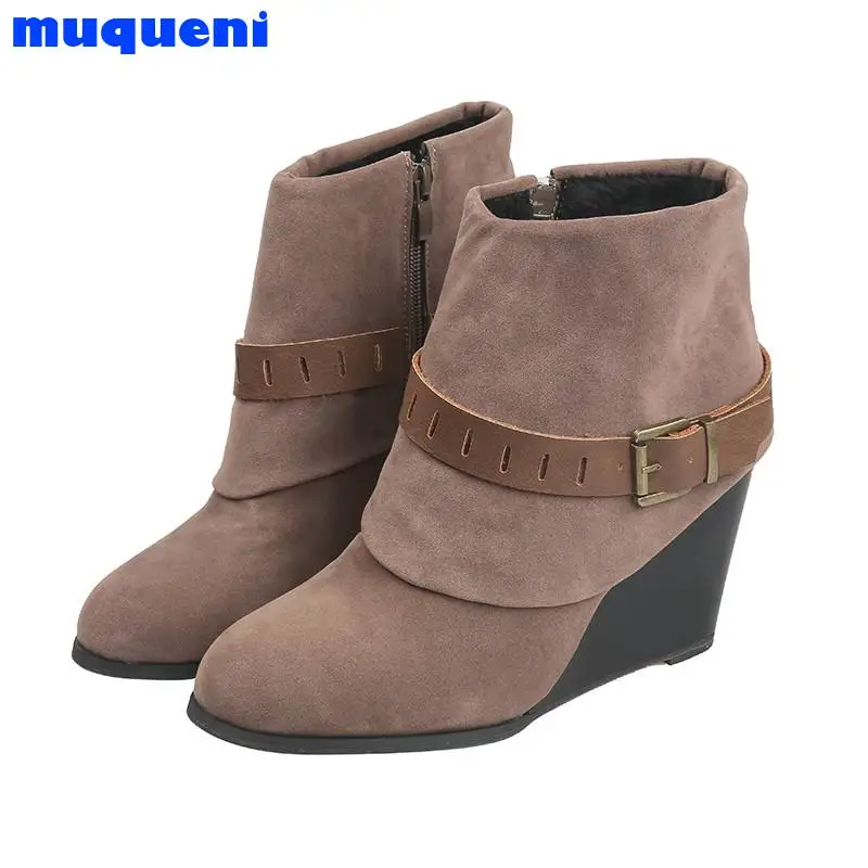 

Women Boots Leather Boots Flat Shoes Autumn Winter Snow Boots Platform Zipper Punk Boots Ladies Shoes Botas Mujer