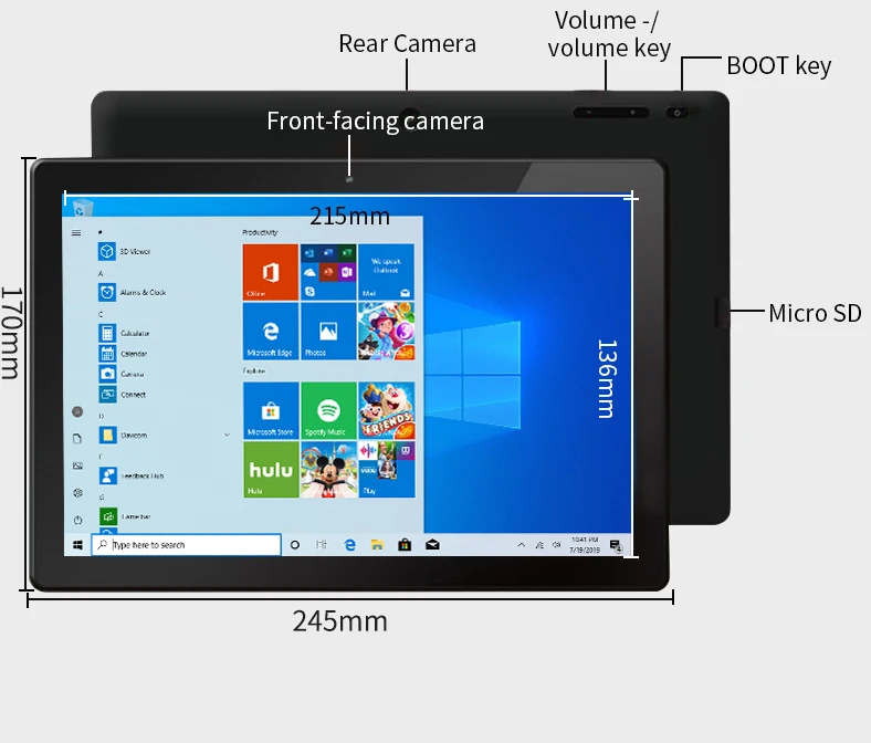 Планшет 2 в 1 Windows 10 дюймов Intel Atom Z8350 4 + 2022 ГБ Wi-Fi HDMI | Компьютеры и офис