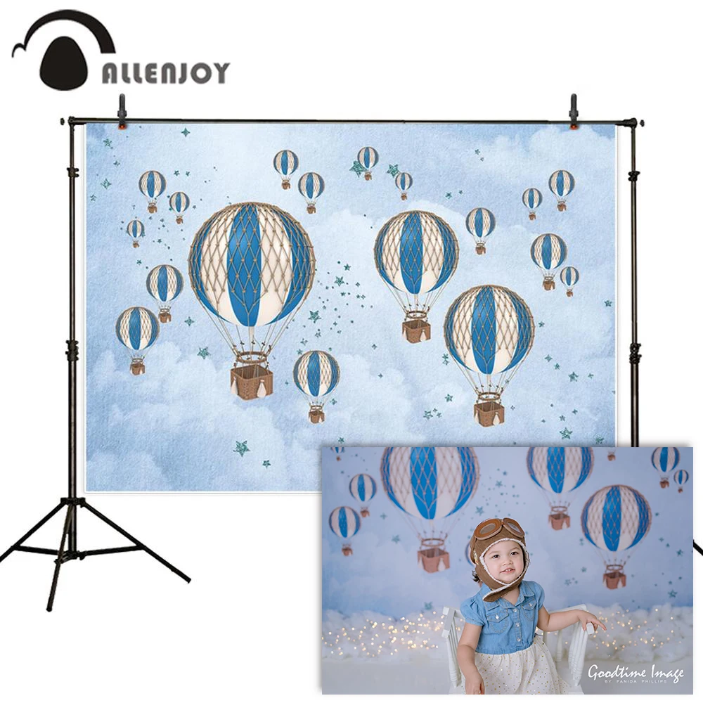 Фотофон Allenjoy с голубым небом облаками воздушным шаром на день рождения ребенка
