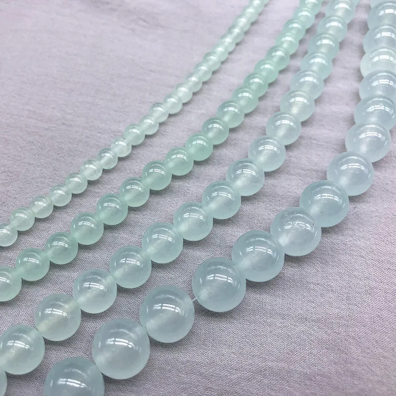 Трендовый натуральный камень голубой халцедон круглые Агаты бусины 6 8 10 12 мм DIY
