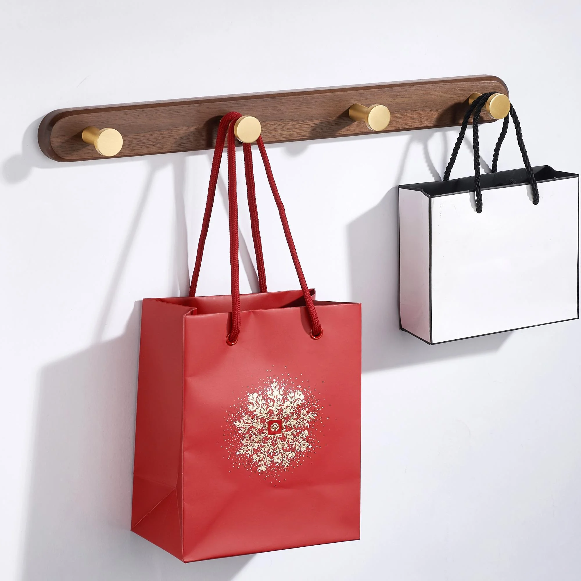 

SARIHOSY Hanger Wall Hook for Bathroom And Kitchen Walnut Gilded Coat Racks Multi Hooks for Hat Robe Key Bag Heavy Duty Hook