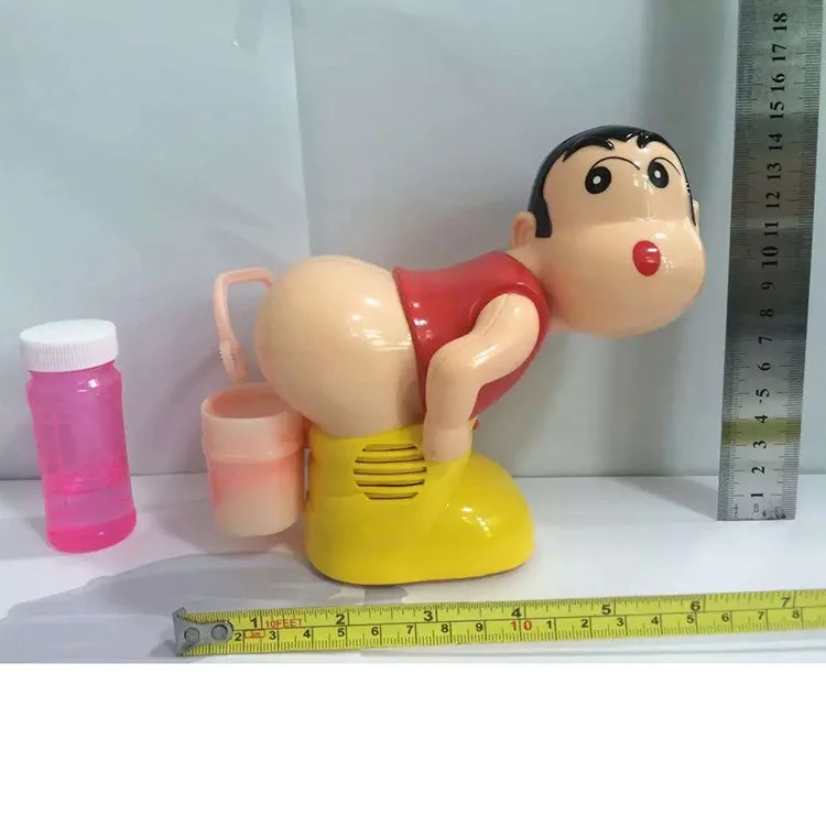 

[Funny] Electronic Cartoon boy Plastic Blowing Bubbles Toy Electric Creative Light Bottom blowing bubbles gun figure kids gift