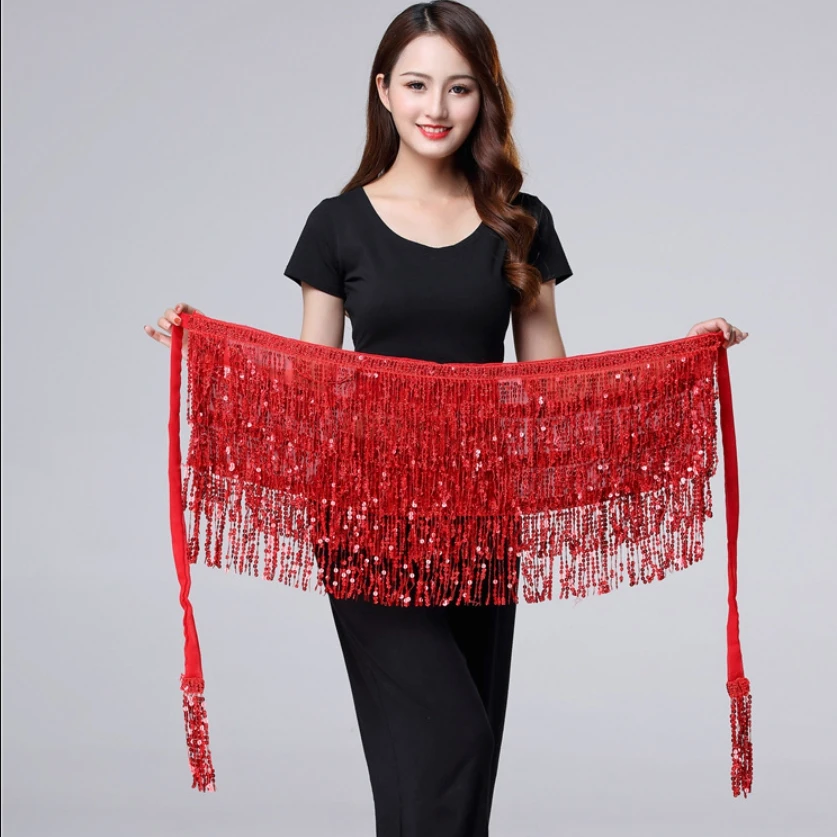 Платок для танца живота Длинный эластичный платок с кисточками треугольные