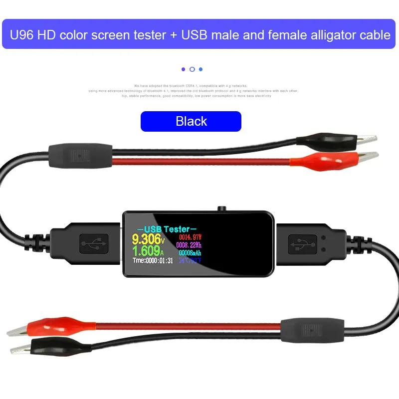 13 в 1 USB Тестер dc Цифровой вольтметр amperimetro напряжение измеритель тока Амперметр детектор power bank индикатор зарядного устройства - Цвет: LAdd alligator Cable