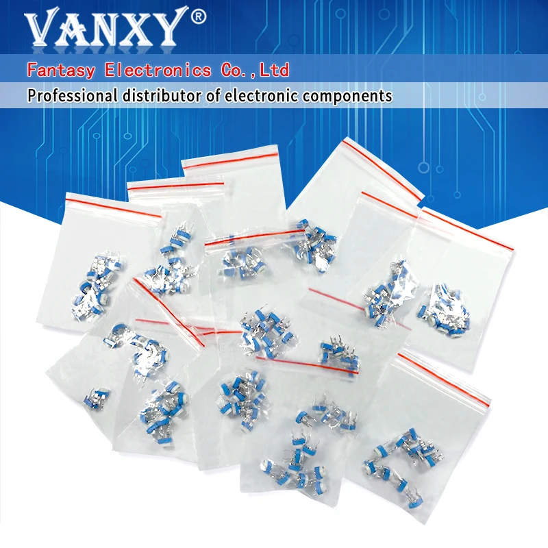 13valuesX10pcs = 130pcs обрезки потенциометра набор компонентов сделай сам Новый 100 ohm 1mohm