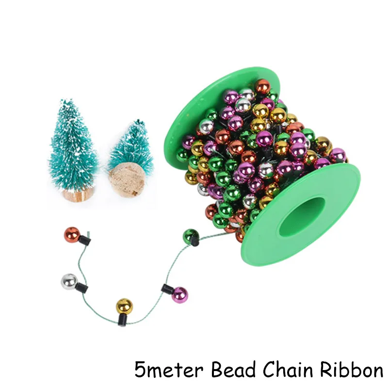 5m Bead Chain Рождественские украшения для дома веселая Рождественская елка рождественские украшения Санта Снеговик Noel Navidad год Natal - Цвет: 5m Bead Chain