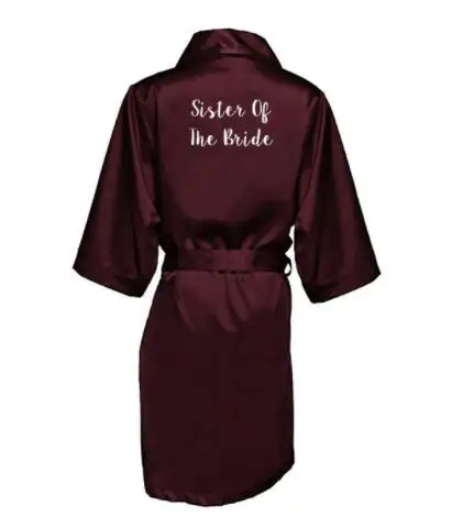 Атласное свадебное кимоно бордового цвета для невесты подружки невесты|Халаты| |