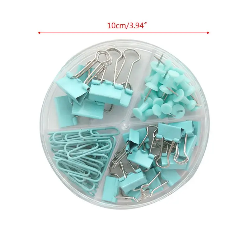 

G92E 72pcs/box Metal Paper Clip Multipurpose Thumbtacks Office Document Data Storage Sorting Long Tail Clips