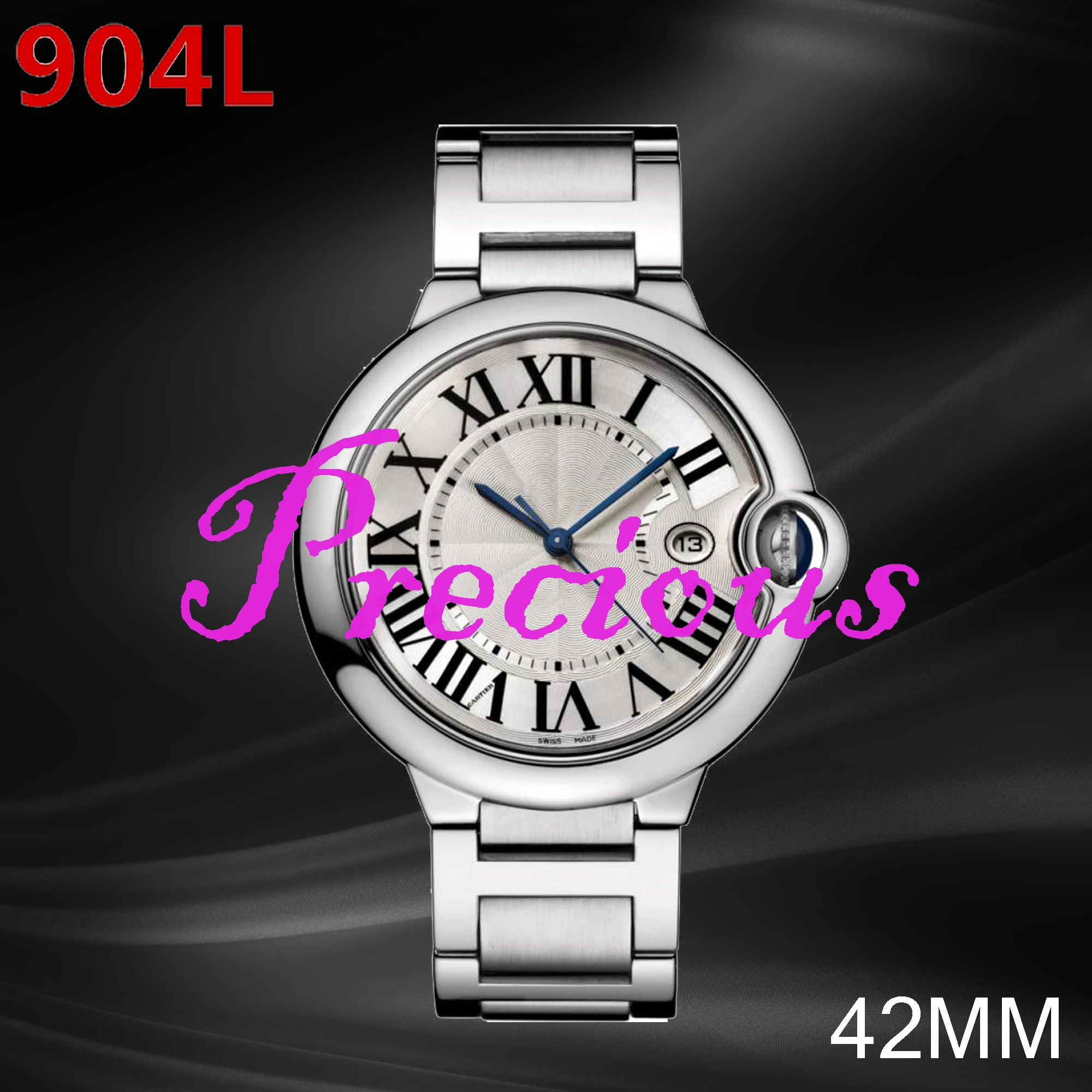 Роскошные элегантные автоматические 42 мм часы больших средних и малых мужчин