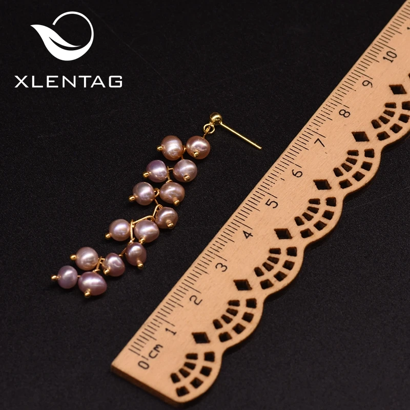 XlentAg натуральный пресноводный светильник фиолетовые жемчужные висячие серьги