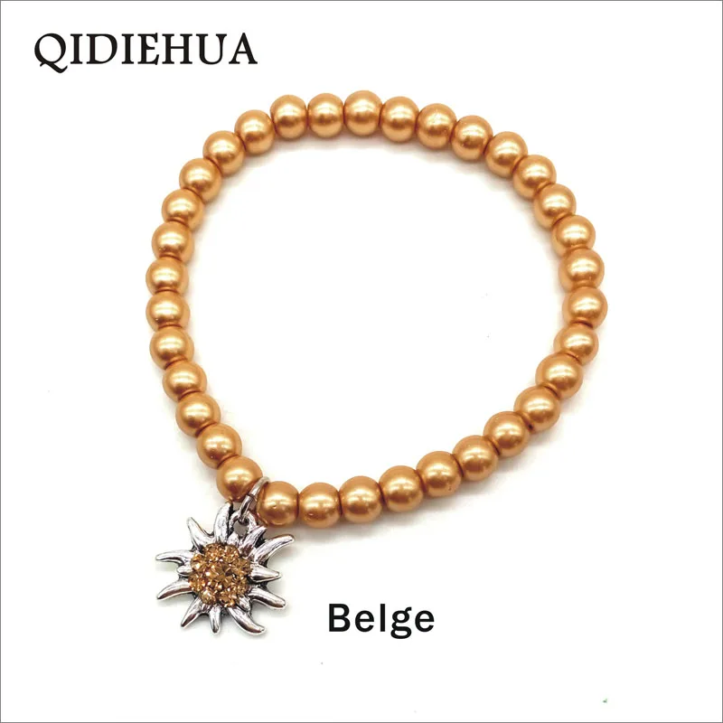 belge Винтажная серебряная подвеска «Эдельвейс», браслет ручной работы из бисера, богемский многоцветный жемчужный браслет для женщин, модный браслет - Окраска металла: belge