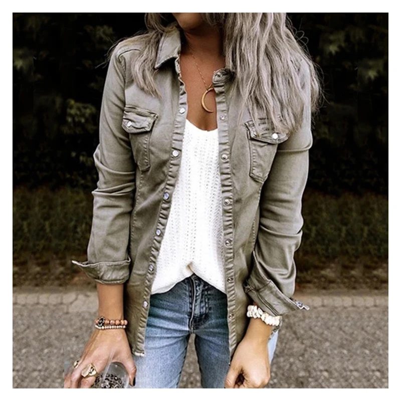 

2021NEW 2021 Denim Jacket With Fur Black Jean Jacket Denim Jacket Mid Length Denim Shirt Coat Fashion New Slimming Solid Women