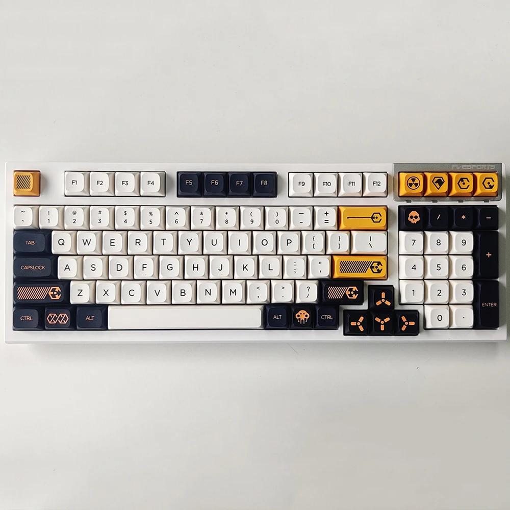 

VIRTUAL WAR THEME Black Yellow White Keycaps For Cherry Mx Gateron Kailh Box TTC Switch Mechanical Keyboard 141 XDA PBT Key Cap