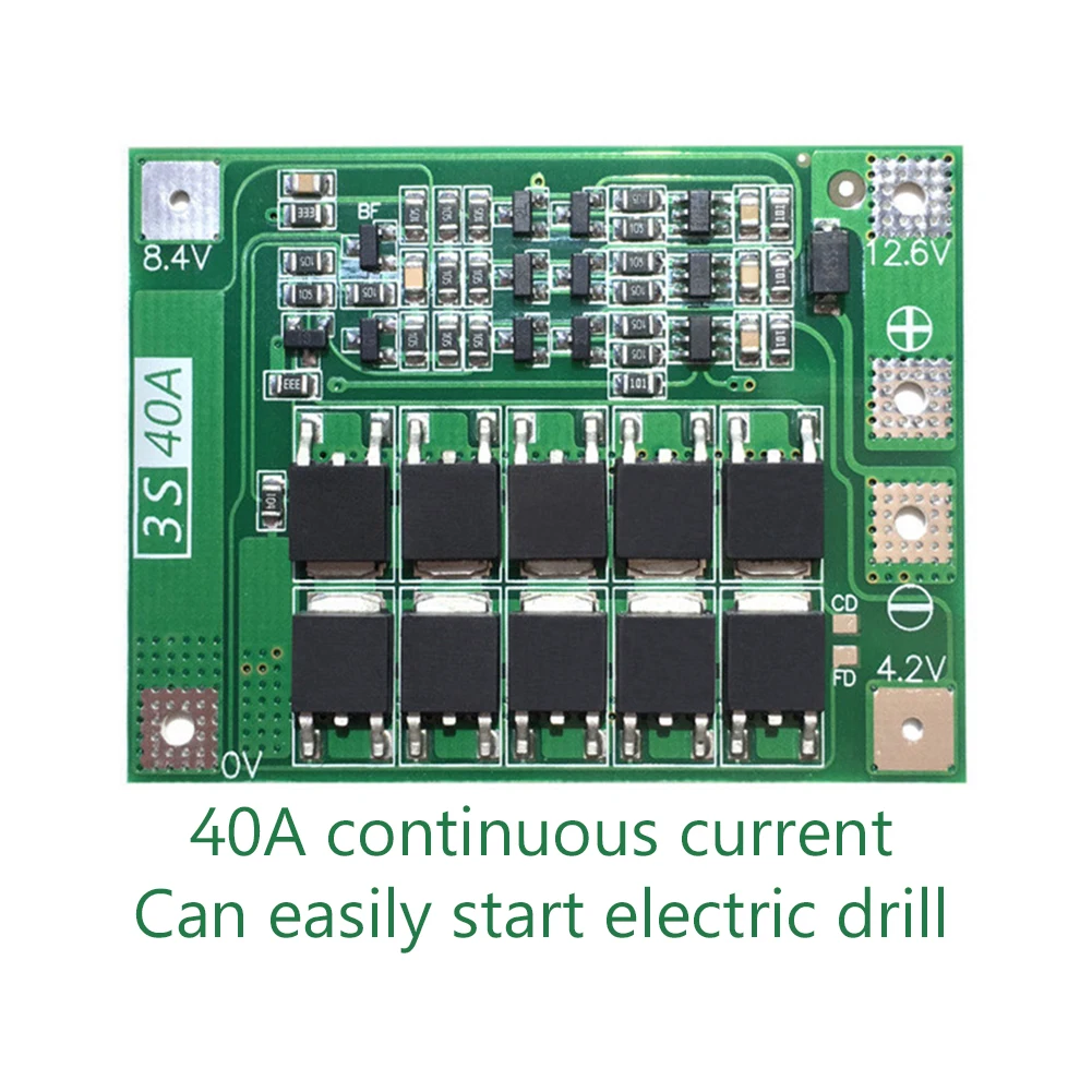 

3 String 3S 40A Li-ion BMS PCM Lithium Battery 18650 Charging Protection Board PCB 11.1V 12.6V Enhanced Version No Balance