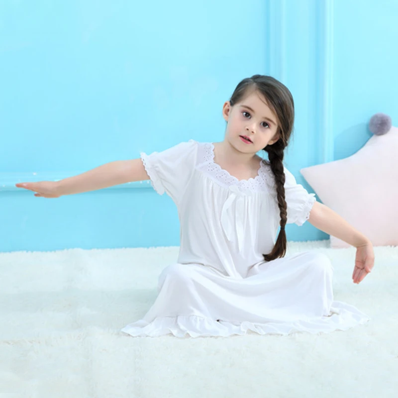 Nightgowns 2-10Y Princess Pajamas Tracksuit Princess Dress New Summer Fashion Dress Soft Wear Daily Long Drsses Toddler