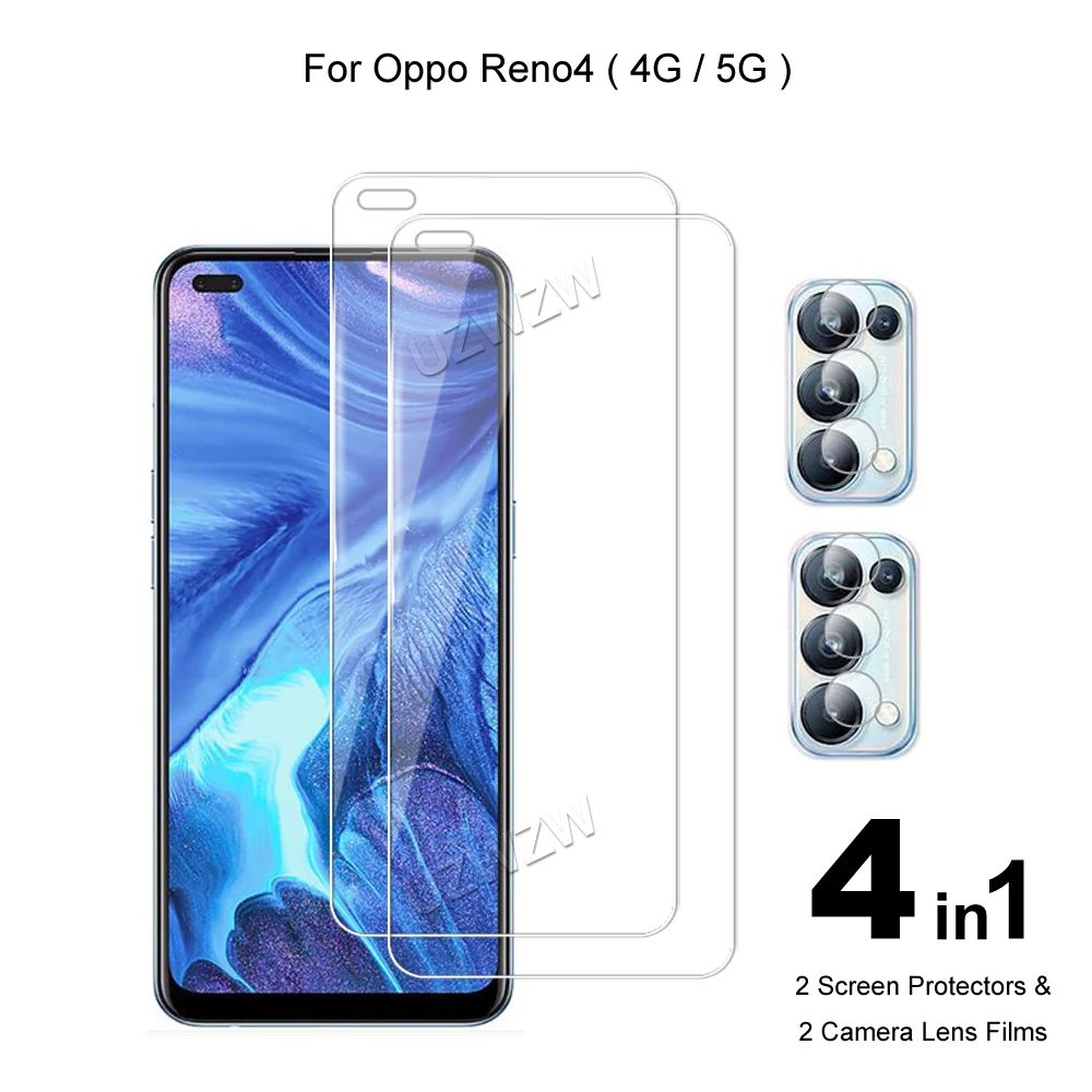 Для Oppo Reno4 5G / 4G Reno 4 защитная пленка для объектива камеры и Закаленное стекло Защитная пленка HD Clear