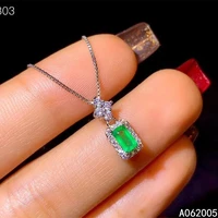 kjjeaxcmy fine jewelry 925 sterling silver inlaid natural emerald female new pendant necklace lovely support test with box