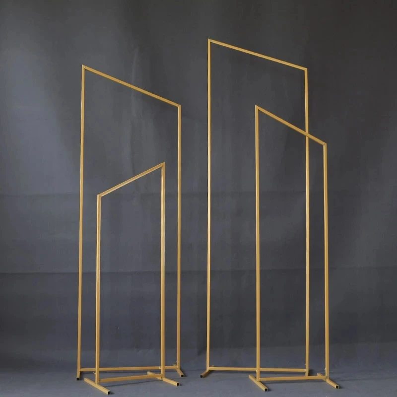Pantalla de hierro cuadrado geom&eacute;trico para decoraci&oacute;n de escenario, accesorios de arco de hierro forjado, 1 juego/4 Uds.-5