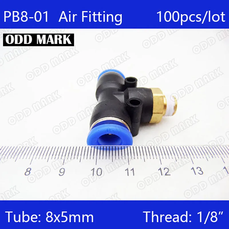 

PB8-01 Free shipping 100Pcs Pneumatic 1/8" Male Thread 8mm Push In Quick Fittings T Connectors