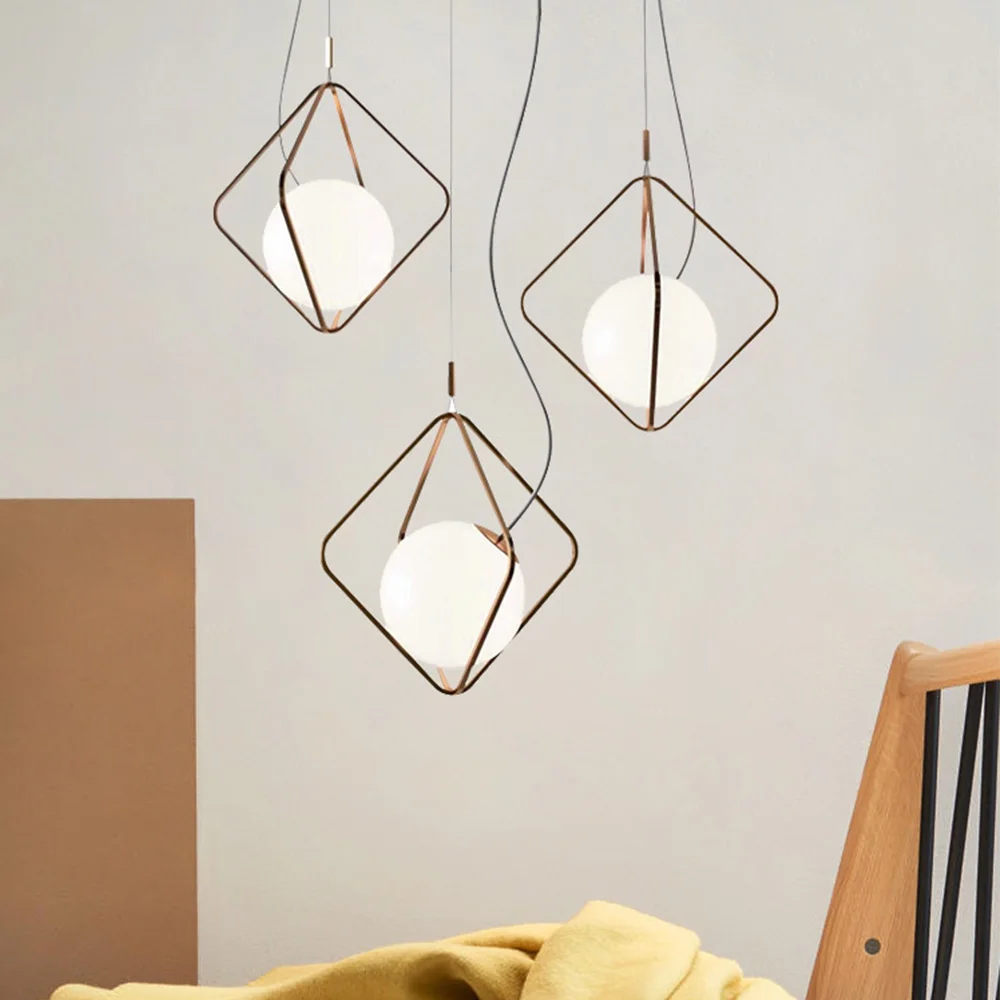 

Современный металлический стеклянный подвесной светильник, декор для ресторана, дома, гостиной, художественная люстра, светодиодные подве...
