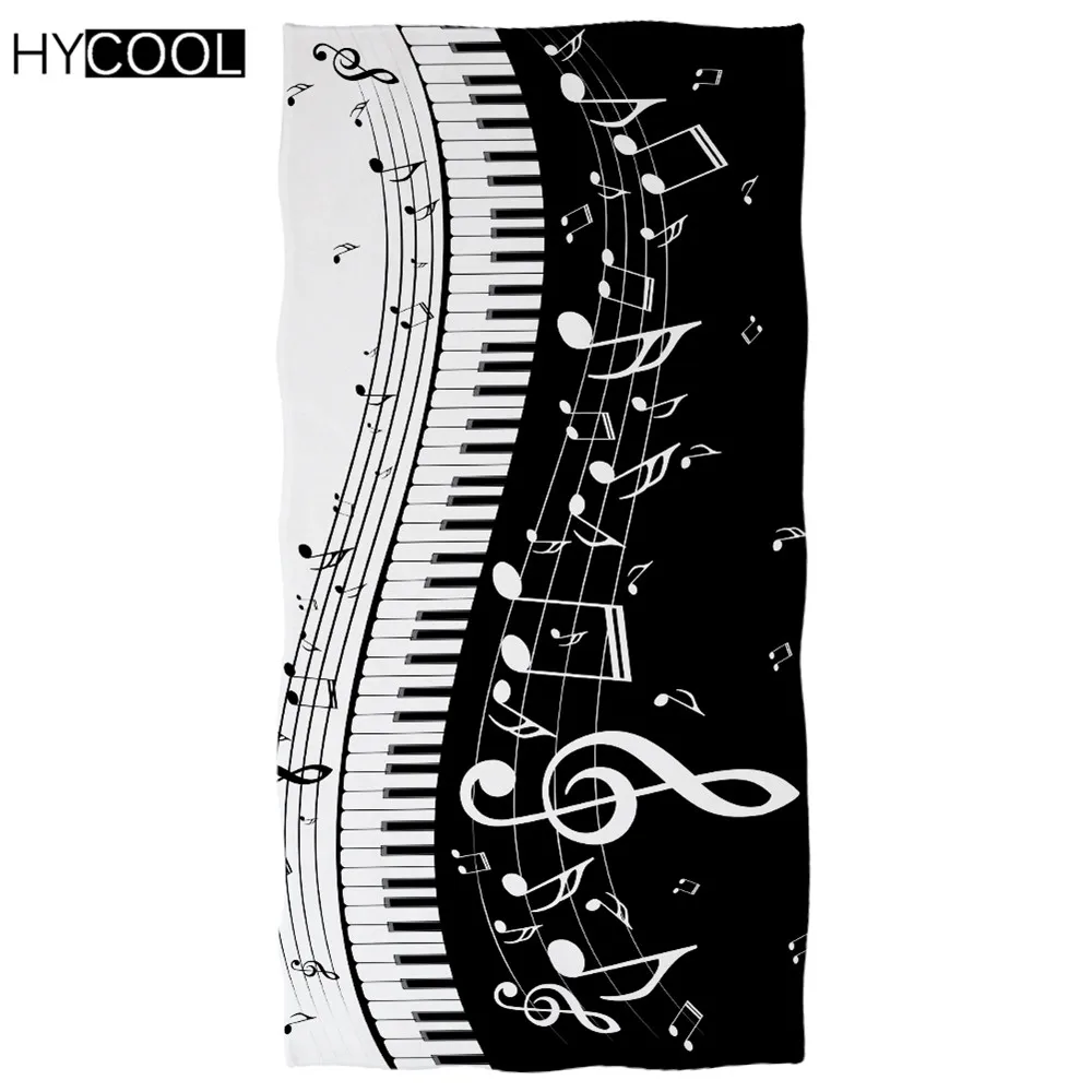 

Soft Swmming Bathing Towels Music Note Piano Pattern Print Quick Dry Sport Toallas Absorbent Fade Resistant Towels Women Men