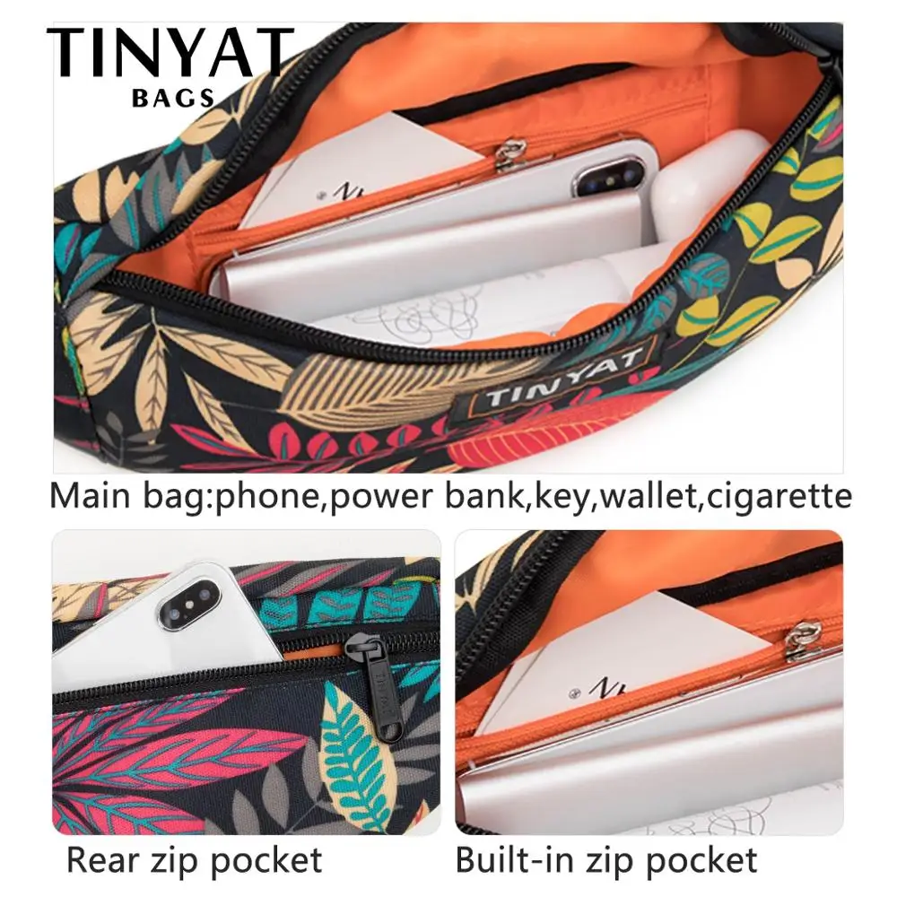 Фото TINYAT дорожная поясная сумка с принтом листьев для мужчин и женщин, модная повседневная мужская поясная сумка, женская сумка с банановым прин... №3