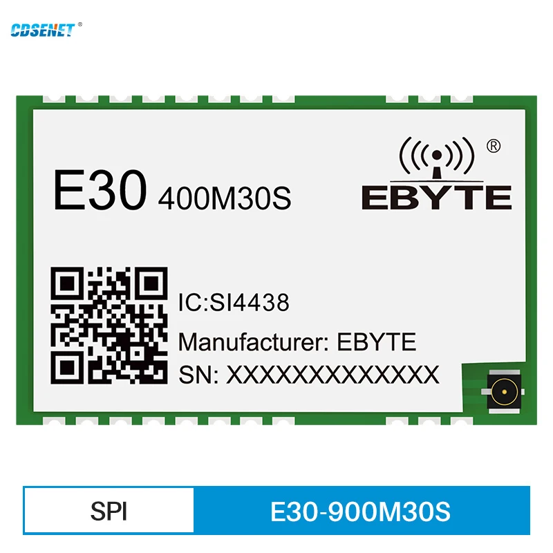 

SI4438 433 МГц 470 МГц SMD беспроводной радиочастотный модуль 30 дБм расстояние 5,6 км CDSENET (E30-400M30S 4438) Антенна Interafce Печать отверстие/IPEX
