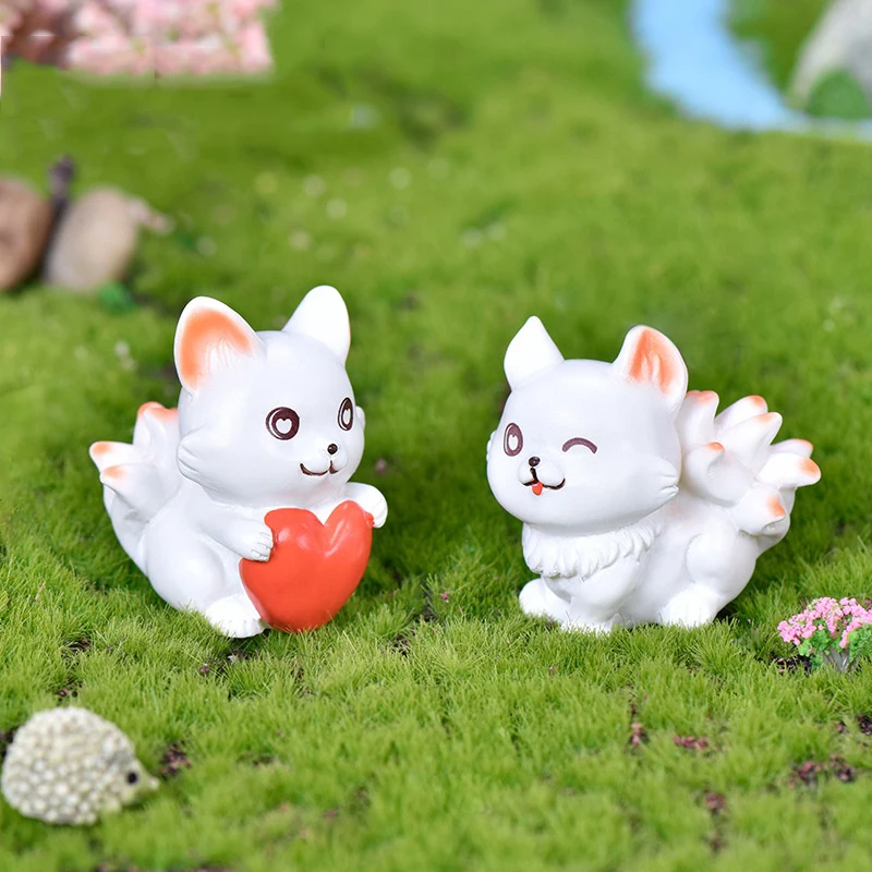 Microscape Декор для дома девять хвостовых лисиц DIY бонсай украшение милый зоопарк художественные аксессуары полимерные ремесла Статуэтки живо...