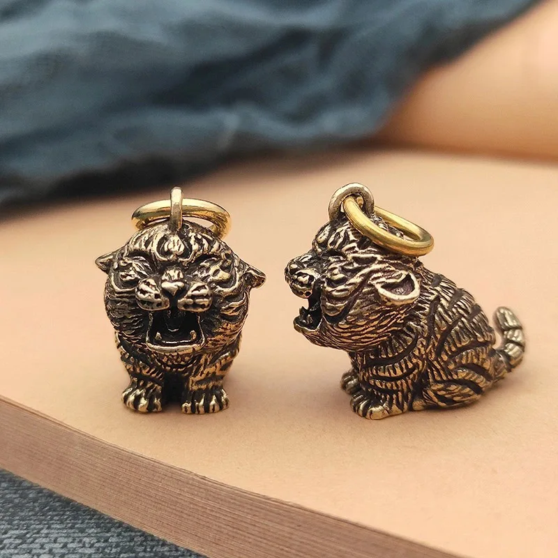 Латунные брелоки сделай сам в стиле ретро для мужчин и женщин милые фигурки тигра