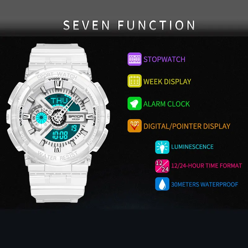 SANDA спортивные наручные часы женские известный бренд двойной дисплей для женщин