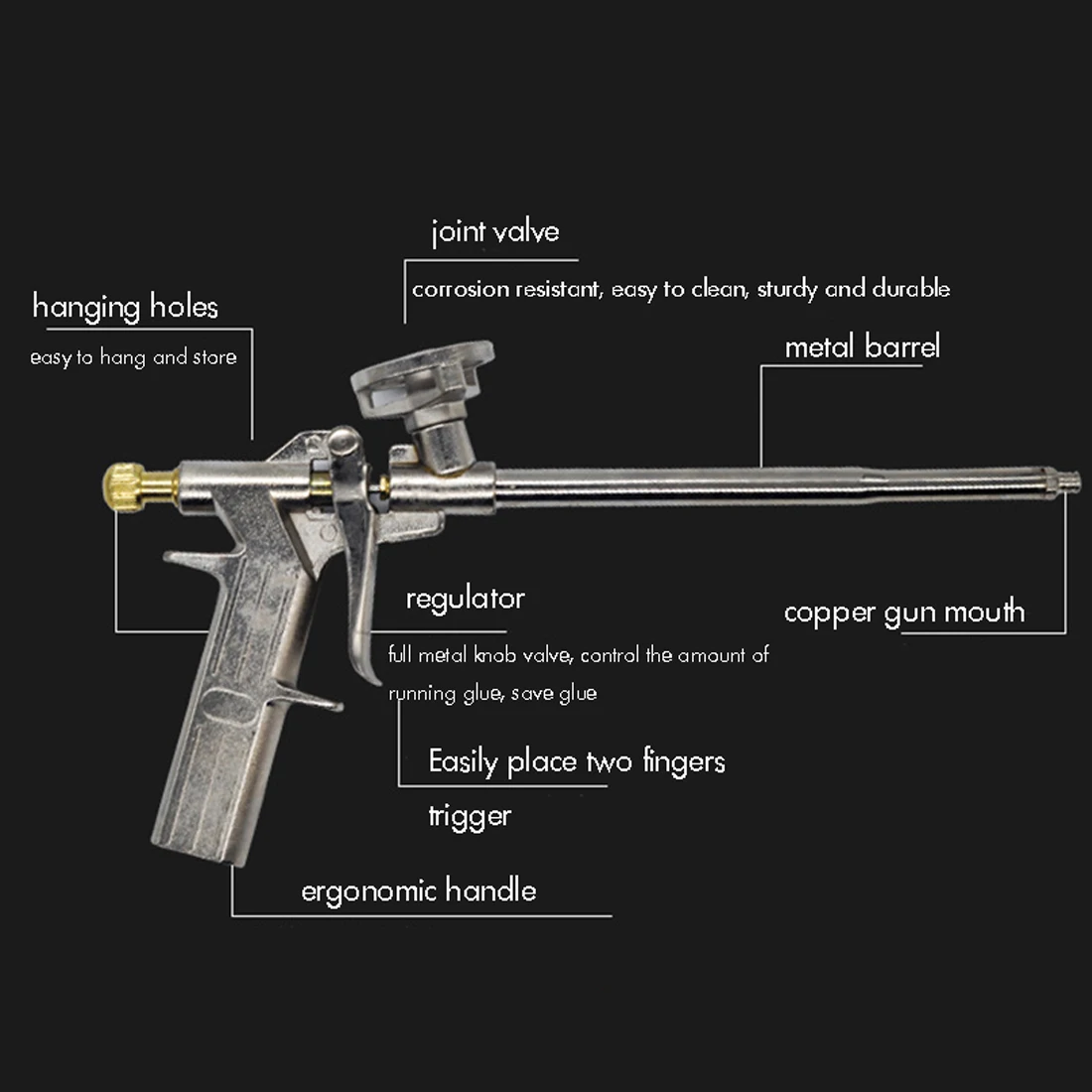 

Manual PU Spray Foam Gun Heavy Duty Good Insulation DIY Professional Applicator Foam Gun