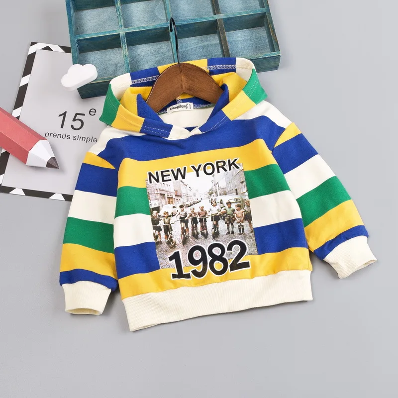 Одежда для маленьких мальчиков осенний Детский свитер пуловер в полоску с