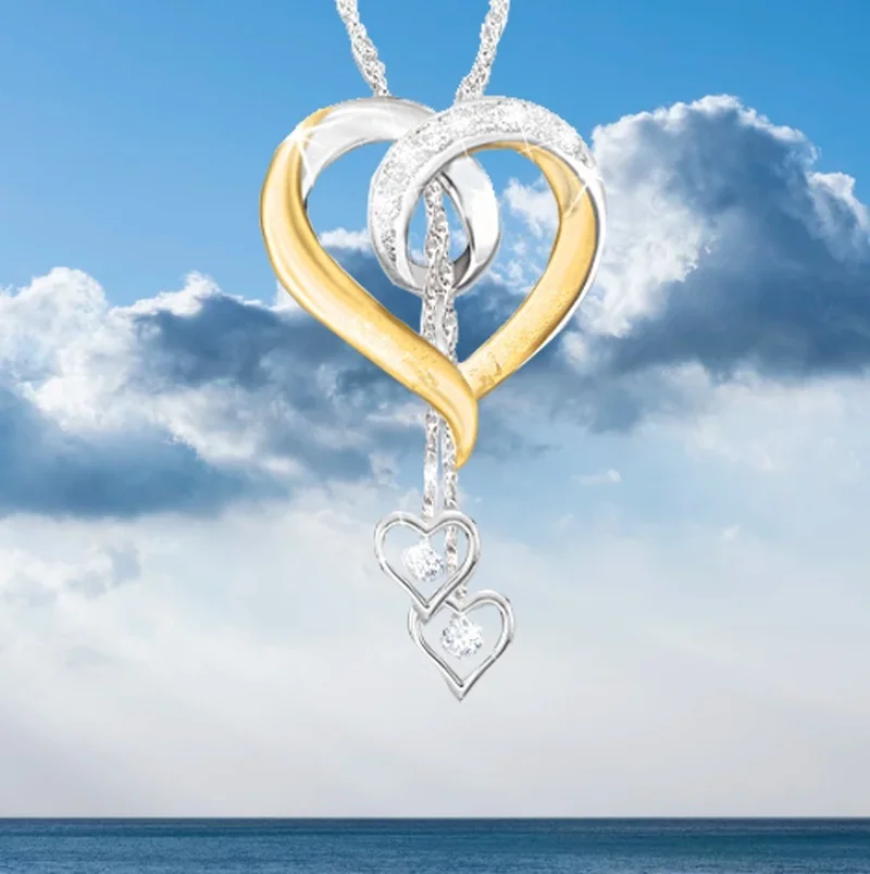 

Fashion temperament creative light luxury zircon heart-shaped necklace pendant gift bride engagement party gift wholesale